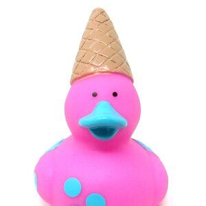 Strawberry Ice Cream Cone Rubber Duck 2 inch Squirter New